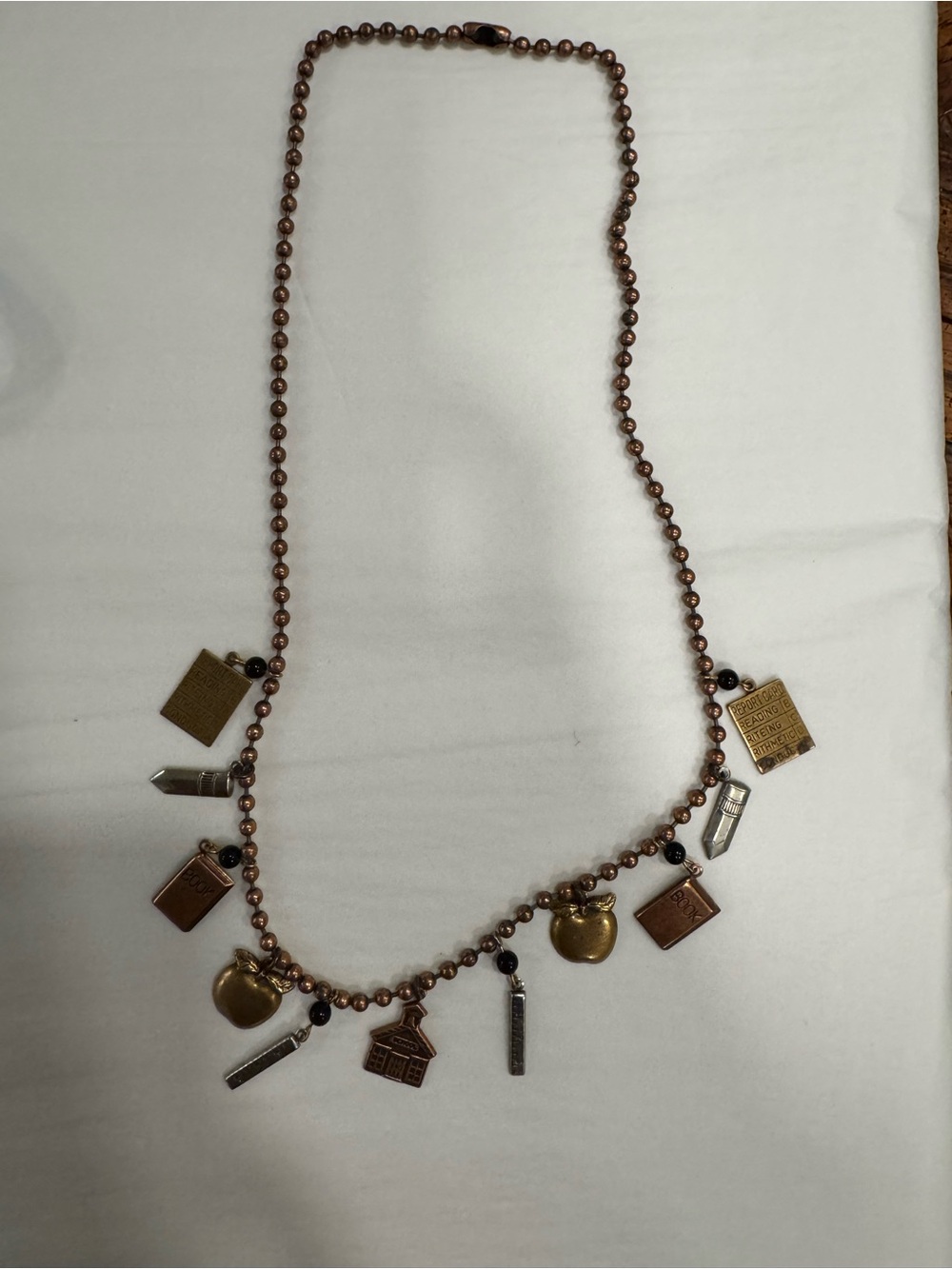 🌷Vintage Necklace with School-Related Items